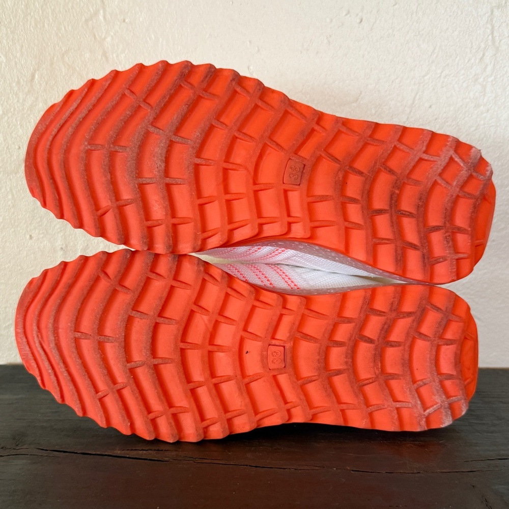 Women Leisure Flying Weave Neon Orange Color Contrast Sneakers Size 7.5 - Picture 9 of 10